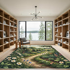 Enchanted English Cottage Garden Landscape Rug