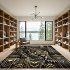 Bold Black Gold Tiger Cityscape Rug