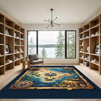 Aged Pirate Map Skull Treasure Chest Rug