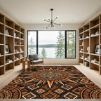 Aztec Golden Sun Geometric Medallion Rug
