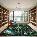 Luminous Green Cosmic Alchemy Crystal Rug