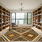 Geometric Amber Ochre Diamond Lattice Rug