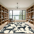 Elegant Black Gazelle Animal Illustration Rug