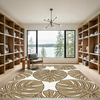 Gold Tropical Monstera Leaf Botanical Rug