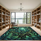 Lush Green Tropical Foliage Jungle Rug