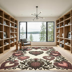 Ornate Pink Heart Scrollwork Garland Rug