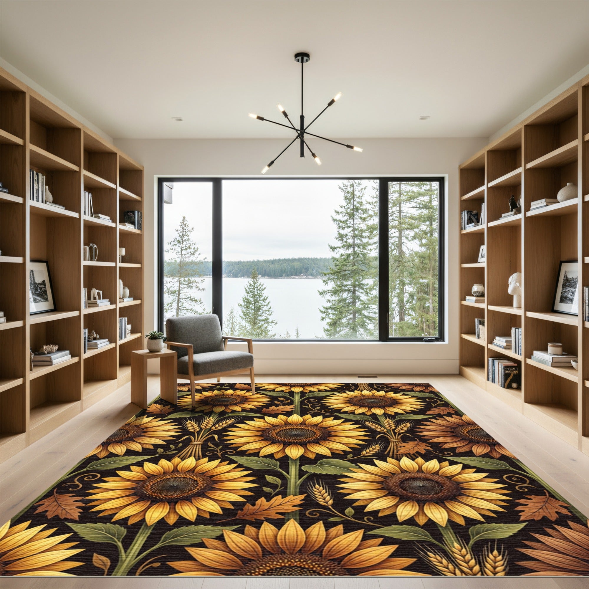 Golden Sunflower Wheat Autumn Harvest Rug