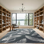 Ethereal White Smoke Feather Composition Rug