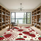 Red Strawberry Polka Dot Fruits Rug
