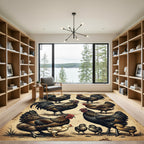 Vintage Farmhouse Rooster Ensemble Illustration Rug