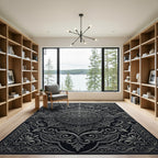Ornate Gray Floral Mandala Rug