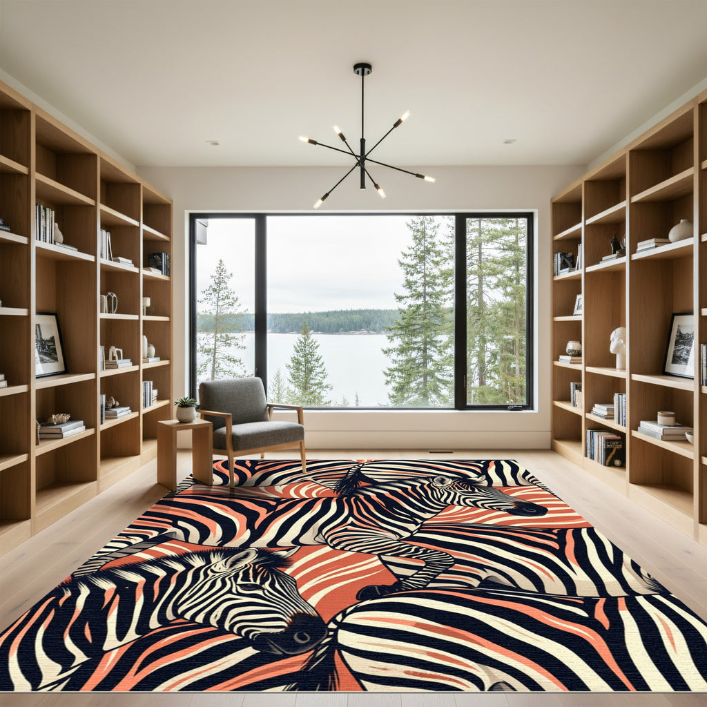 Bold Orange Zebra Stripe Herd Rug