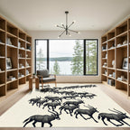 Monochrome Antelope Herd Minimalist Art Rug
