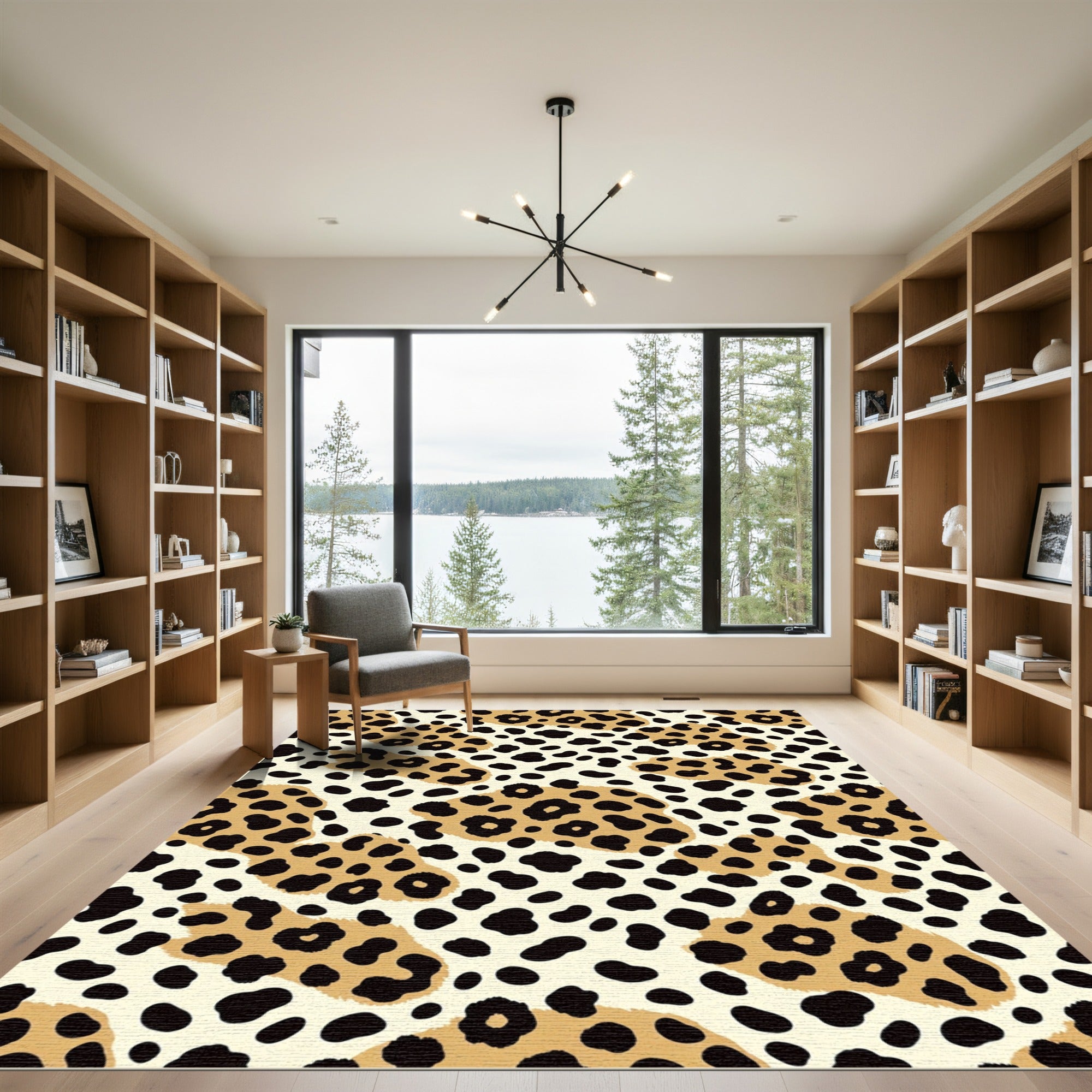 Neutral Caramel Leopard Animal Spot Rug