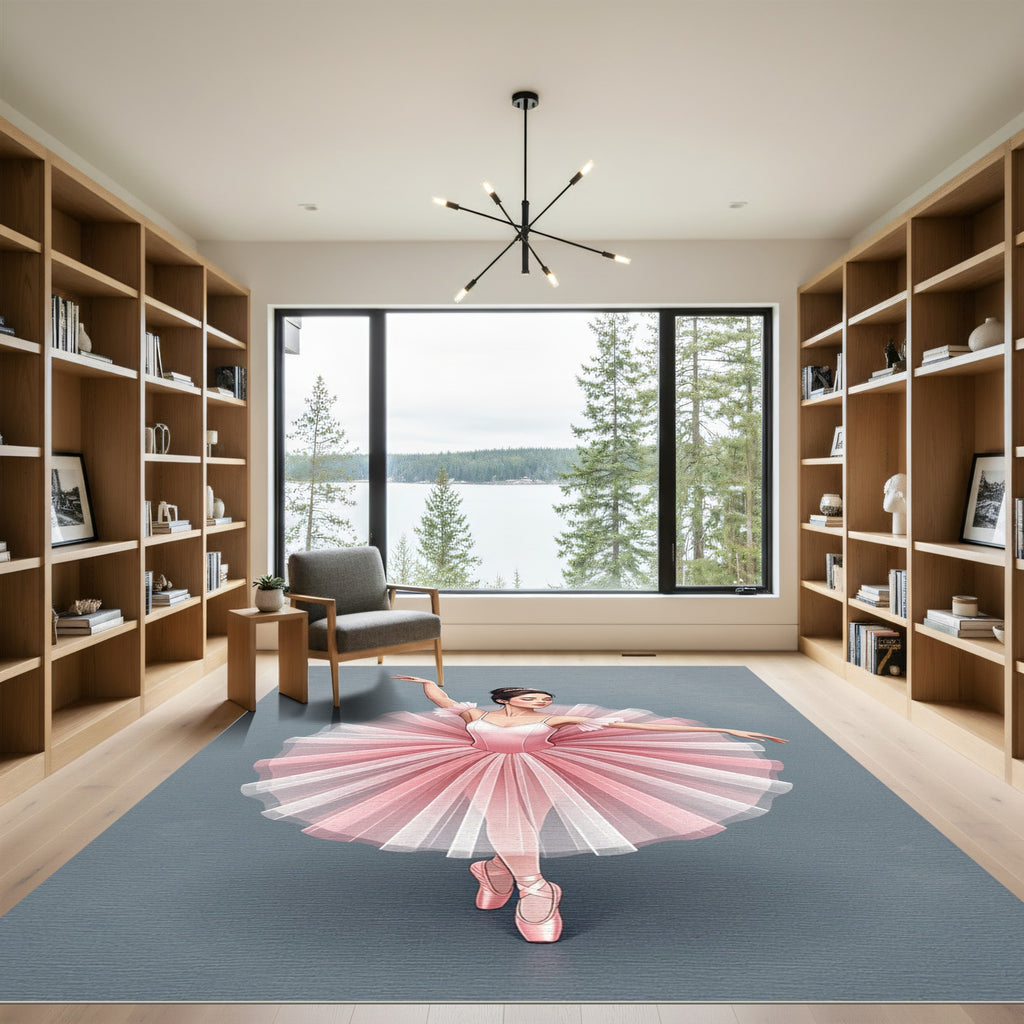 Ballet Dancer Pink Tulle Ballerina Graceful Pose Rug
