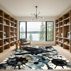 Dark Raven Watercolor Splatter Rug