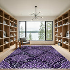 Regal Purple Floral Mandala Scroll Rug
