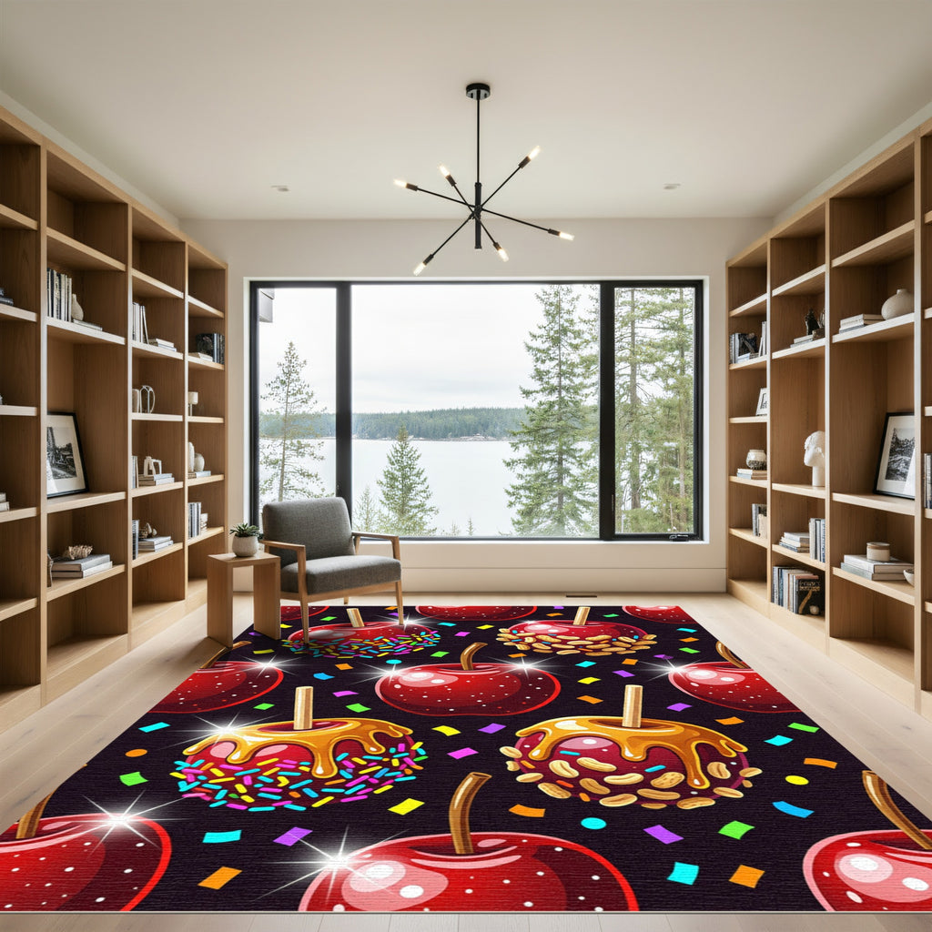 Festive Glazed Candy Apple Confetti Art Rug