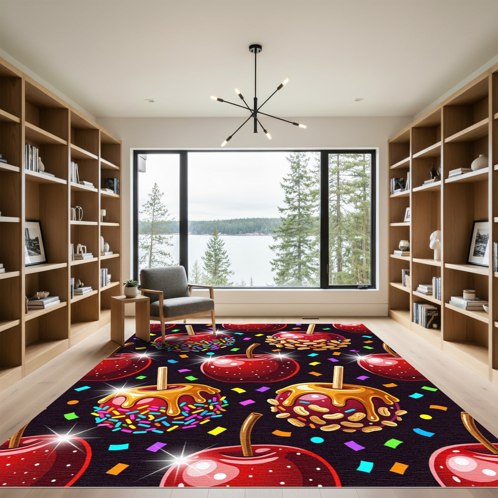 Festive Glazed Candy Apple Confetti Art Rug