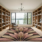 Rose Gold Cream Feather Burst Rug