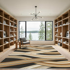 Earthy Tones Abstract Stripe Waves Rug