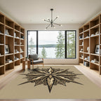 Vintage Golden Compass Ornate Star Rug