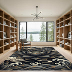 Dark Lotus Waves Cloud Medallion Rug