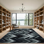 Monochrome Geometric Arrow Industrial Rug