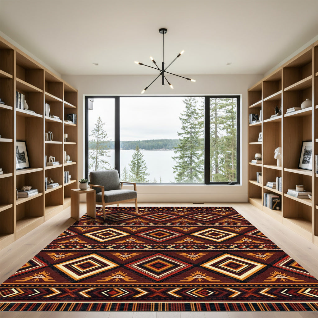 Earthy Geometric Aztec Diamond Rug