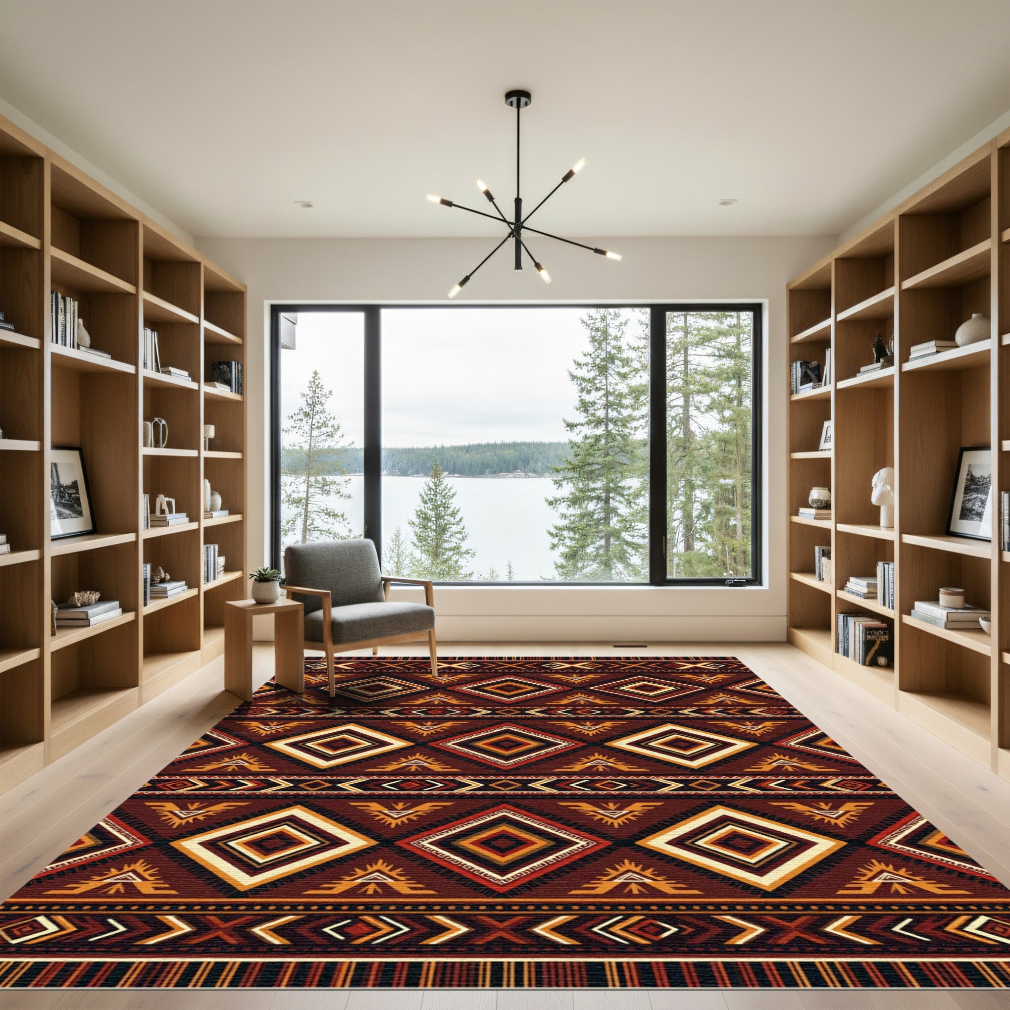 Earthy Geometric Aztec Diamond Rug