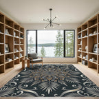 Elegant Sliver Gold Mandala Swirl Rug