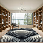 Monochrome Gradient Concentric Geometric Relief Rug