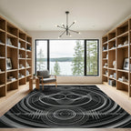Monochrome Soundwave Concentric Circles Rug