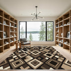 Geometric Brown Diamond Mosaic Art Rug