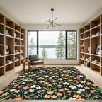Coral White Floral Vine Garden Rug