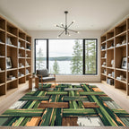 Woven Green Wood Texture Rug