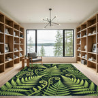 Lush Emerald Tropical Fern Leaf Rug