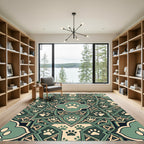 Sage Green Paw Print Medallion Interlace Rug