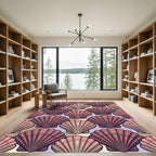 Pink Scallop Shell Coastal Pattern Rug