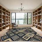 Gray Khaki Diamond Ethnic Collection Rug