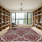 Rose Gold Quatrefoil Arabesque Medallion Rug