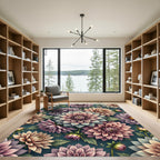 Romantic Dahlia Blossom Watercolor Botanical Art Rug