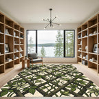Earthy Green Clematis Lattice Trellis Rug