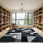 Monochrome Geometric Abstract Stone Mosaic Rug
