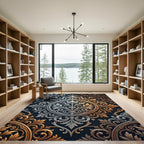 Metallic Gold and Silver Ornate Medallion Rug