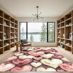 Watercolor Hearts in Blush and Crimson Rug