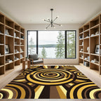 Modern Earthy Tone Concentric Circles Rug