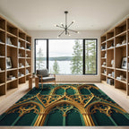 Gothic Emerald and Gold Trefoil Arches Rug