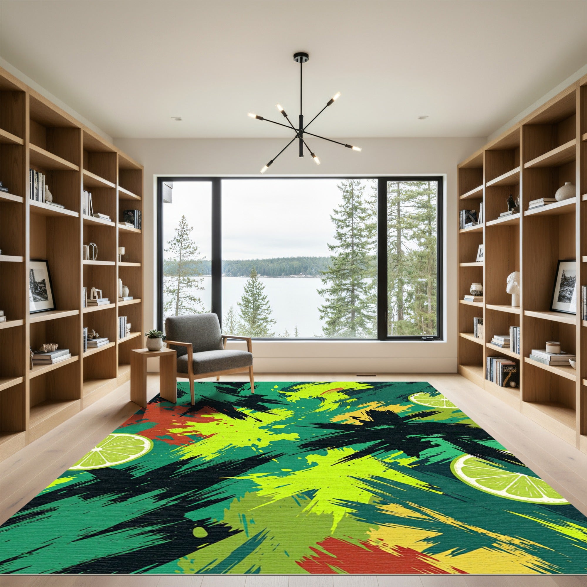 Bold Lime Splatter Grunge Rug