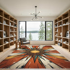 Radiant Sunburst Golden Boho Earth Tone Rug
